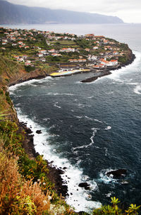 Scenic view of sea against cloudy sky