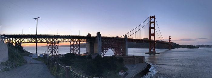 View of bridge over river against clear sky