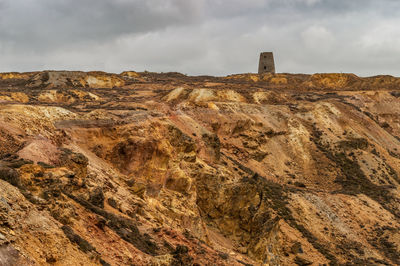 Rock formations on landscape against sky