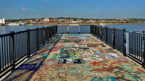 View of bridge over river in city