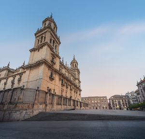 Low angle view of historic building against clear sky