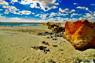 Scenic view of beach against sky