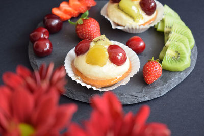 Delicious tart with fresh seasonal fruits