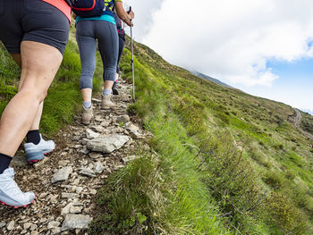 Trekking scene on the alps of lake como