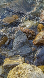 Close-up of water flowing through rocks
