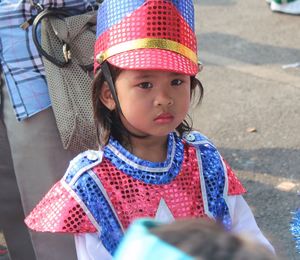 Portrait of cute girl wearing hat