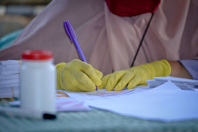 Close-up of person preparing food