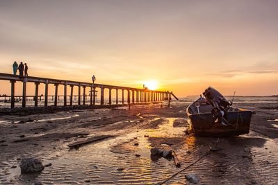 Abandoned boat on shore