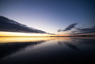 Scenic view of sea against sky at sunset