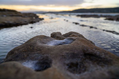 Close-up of rocks on shore