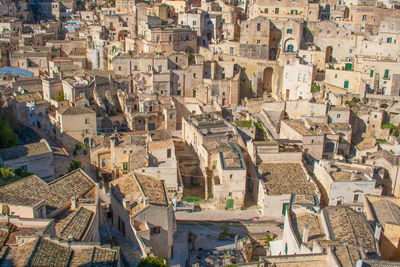 High angle view of buildings in city