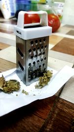 Close-up of food on table