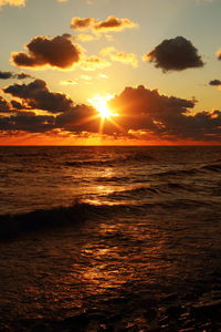 Scenic view of sea during sunset