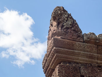 Low angle view of old temple against sky