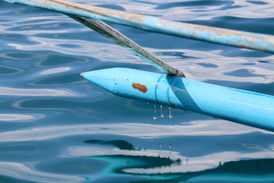 High angle view of boat floating on sea