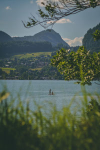 Scenic view of lake against sky