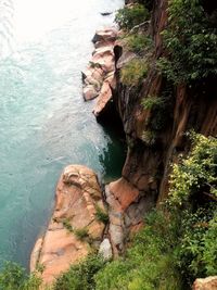 Rock formation by river