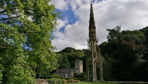 Low angle view of tower against sky