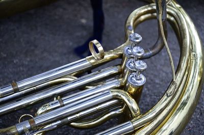Close-up of trumpet on road