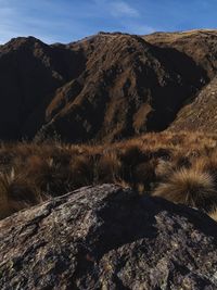 Scenic view of rocky mountains against sky