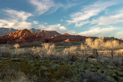 Scenic view of rocky mountains against sky