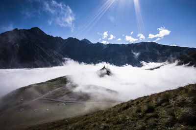 Scenic view of mountains against sky