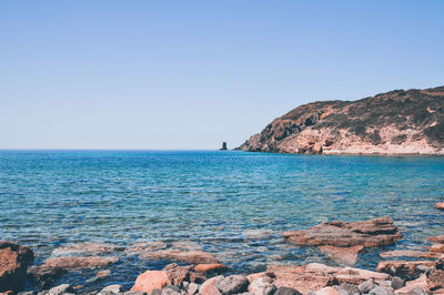 Scenic view of sea against clear sky