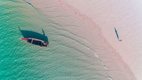 High angle view of people on beach