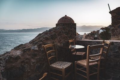 Table and chairs at monemvasia 