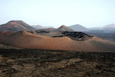 Scenic view of desert against clear sky