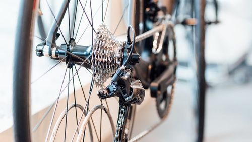 Close-up of bicycle wheel