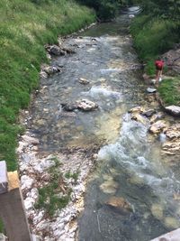 Surface level of stream along water