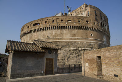 Low angle view of historical building against clear sky