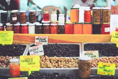 Various displayed for sale at market stall