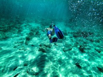 Man scuba diving in sea