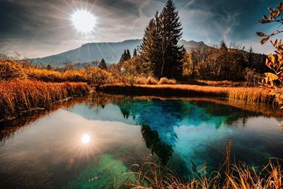 Scenic view of lake against sky