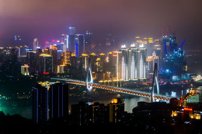 Illuminated city at night