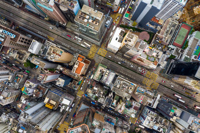 Aerial view of modern buildings in city