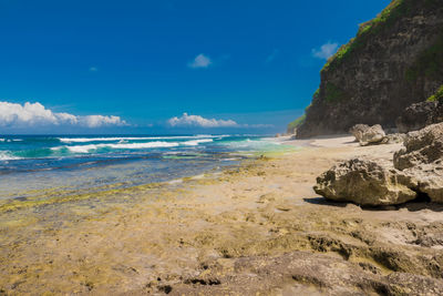 Scenic view of beach against sky