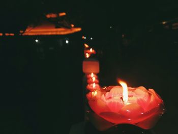 Close-up of illuminated candle