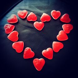 High angle view of heart shape on table