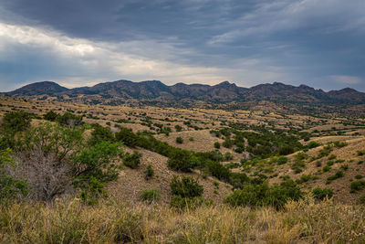 Scenic view of mountains against sky