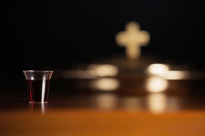 Close-up of wine glass on table