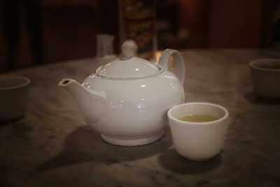 Close-up of tea cup on table