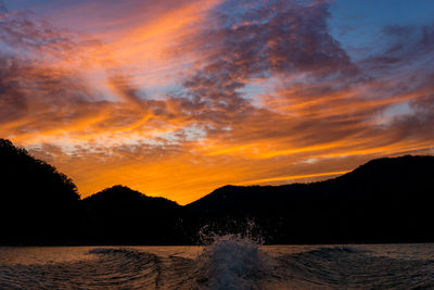 Scenic view of mountains during sunset