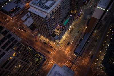 Illuminated buildings at night