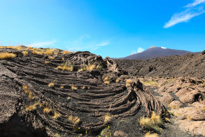 Lava cordata pahoehoe on etna volcano