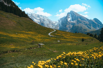 Scenic view of mountains against sky