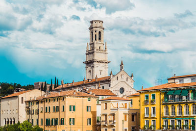 Low angle view of buildings against sky