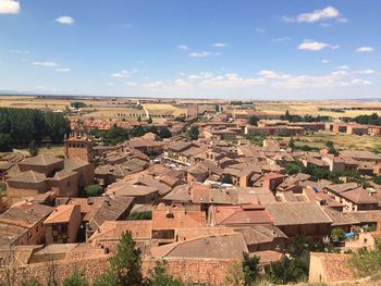 High angle view of townscape against sky